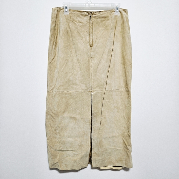 NWOT Valerie Womens 100% Leather Maxi Skirt Back Slit Western Cowgirl A-Line LP - Picture 4 of 16